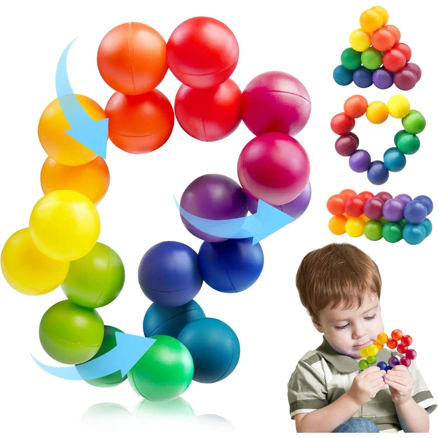 Sensory Autism Balls Toy for Toddler Kids, Airplane Travel Toys for Age 3-5 5-7 3-4 4-8 School Fidget Classroom Autistic Calm Down Treasure Prize Box Dementia Activities Easter Basket Stuffers Giftsfidget toys