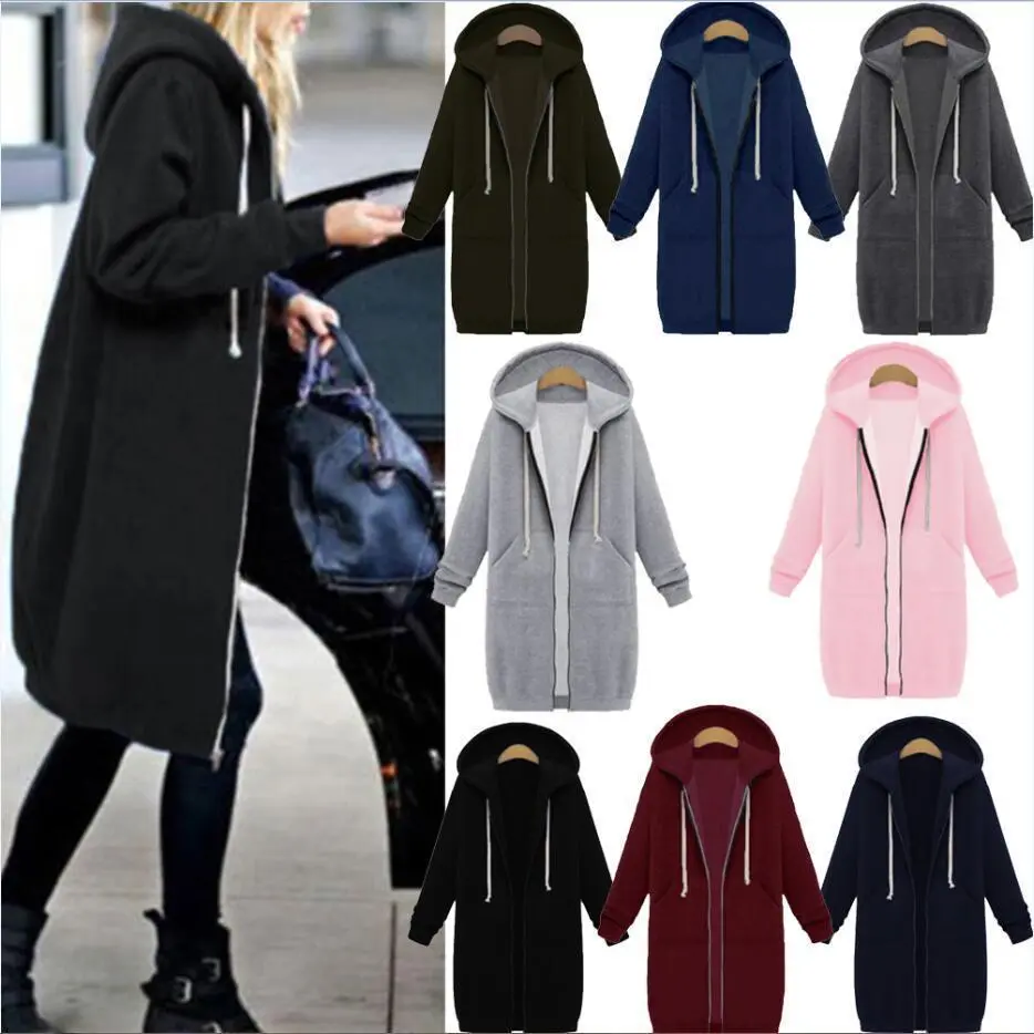 Hooded Long-Sleeve Fleece Jacket for Women, Cotton-Blend Fabric, Casual Daily Wear, Multi-Size, Zipper Front, Ideal for Fashion Accessory Pairing & Dressmaking Complement