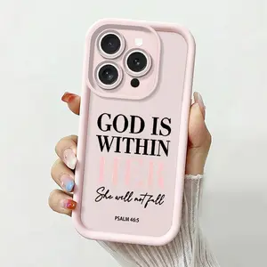 For Apple iPhone 17 Plus 16 Pro Max 15 14 13 12 11 X XS Mini Samsung Galaxy S26 Ultra S25 S24 S23 S22 S21 FE, Flexible TPU Soft Edge Shockproof Protective Phone Case, Whimsical Christian Faith Inspired Design with God Is Within Her She Will Not Fall