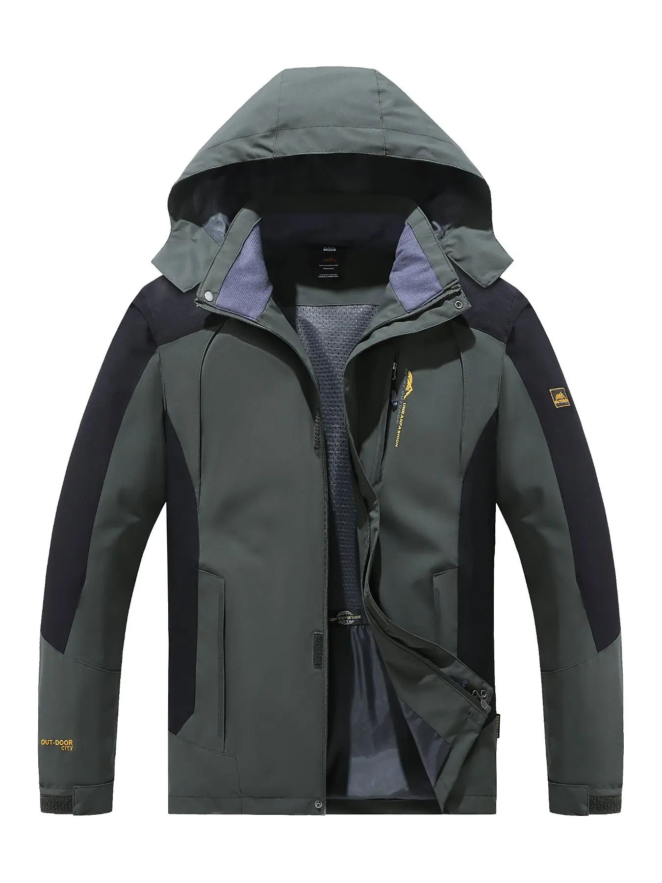 Men's Hooded Windbreaker Jacket, Waterproof and Breathable, Outdoor Windproof, Durable Fabric, Ideal for Daily Commute and Outdoor Activities, Spring and Fall