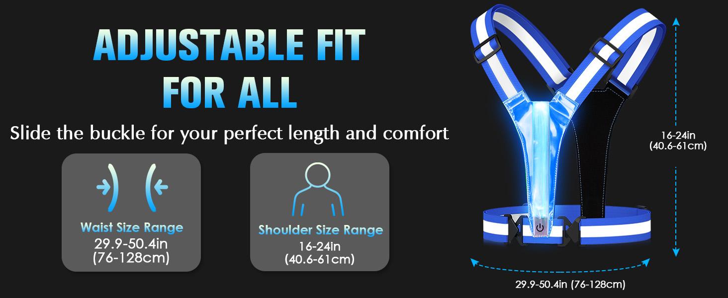 LED Reflective Vest Running Gear, 5 Lights Colors High Visibility Reflective Running Gear Rechargeable Light Up Running Vest for Walking Running Cycling, Adjustable for Men Women Kids