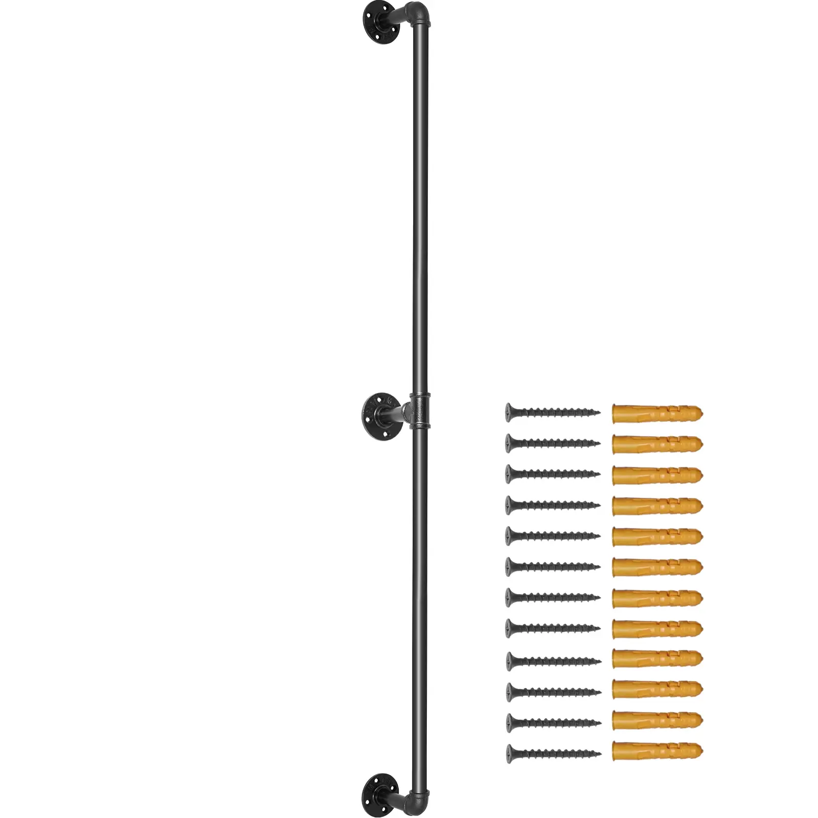 Pipe Stair Handrail, Staircase Handrail, Carbon Steel Construction, Round Corner Wall Handrailings for Indoor