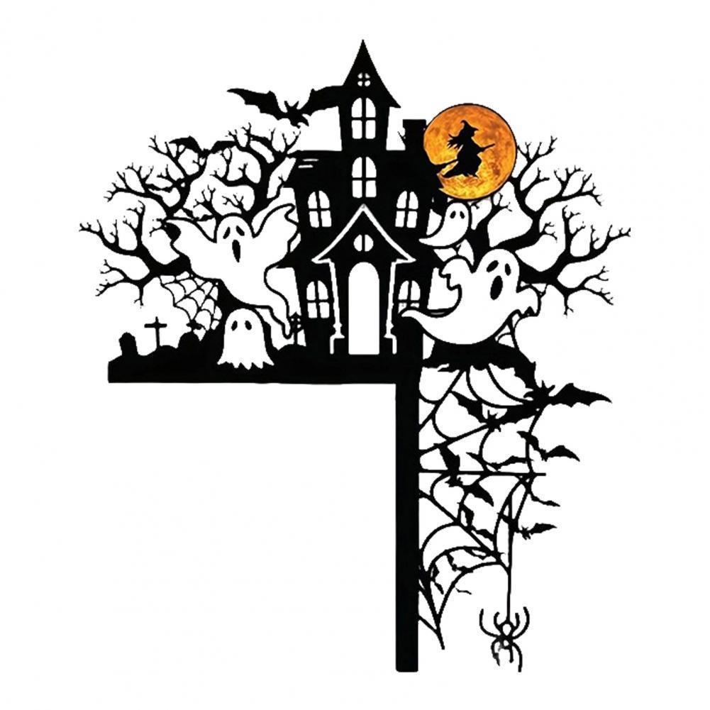 Halloween Door Corner Sign Metal Witch Cat Bat Ghost Spider Web Door Topper Sign Home Door Window Frame Decoration