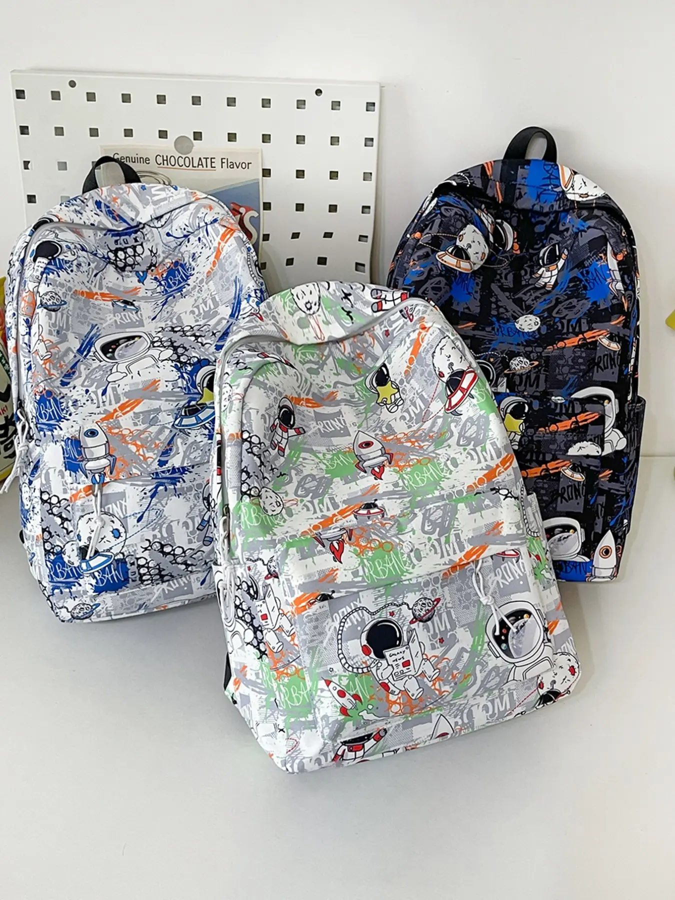 Cool Astronaut Graffiti Print Backpack, Large Capacity Waterproof School Bag, Unisex Street Style, Ideal for Students, Daily Use, Weekend Outing