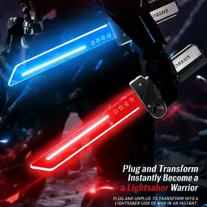 2pcs Electric Glow Dual Blade Extendable Lightsaber Toy, Adjustable Blue Light, Cool Tech Photo Prop, Interactive Role Play Toy, Ages 3+