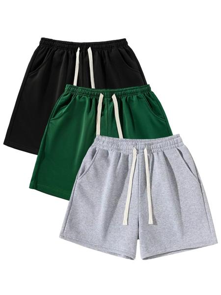 Men's Solid Drawstring Waist Shorts, Casual Comfy Breathable Side Pocket Shorts for Summer, Men's Bottoms for Daily Wear