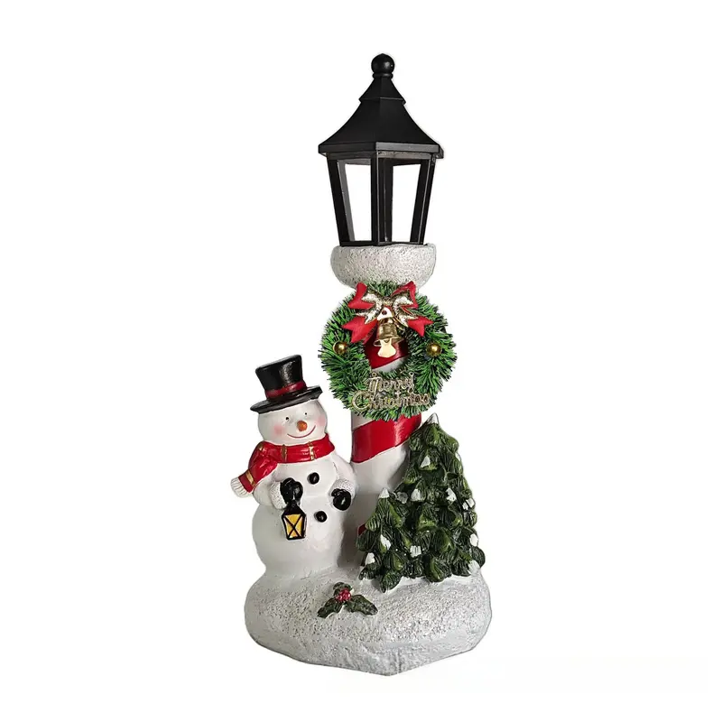 Santa Claus ornament, glowing snowman with lights, resin craft, desktop Christmas atmosphere decoration