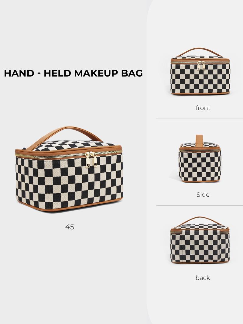 Large Capacity Cosmetic Bag, Portable Zipper Makeup Bag, Cosmetic Travel Bag with Zipper & Carry Handle, Toiletry Case Organizer Storage Pouch, Travel Cosmetic Bags