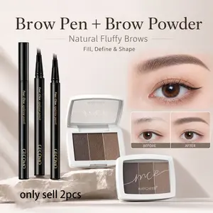 Waterproof Long-Lasting Eyebrow Set, Fine Four-Tip Brow Pencil, Light & Dark Powder, Beginner-Friendly Makeup Kit, Affordable Price, Eyebrow Shape