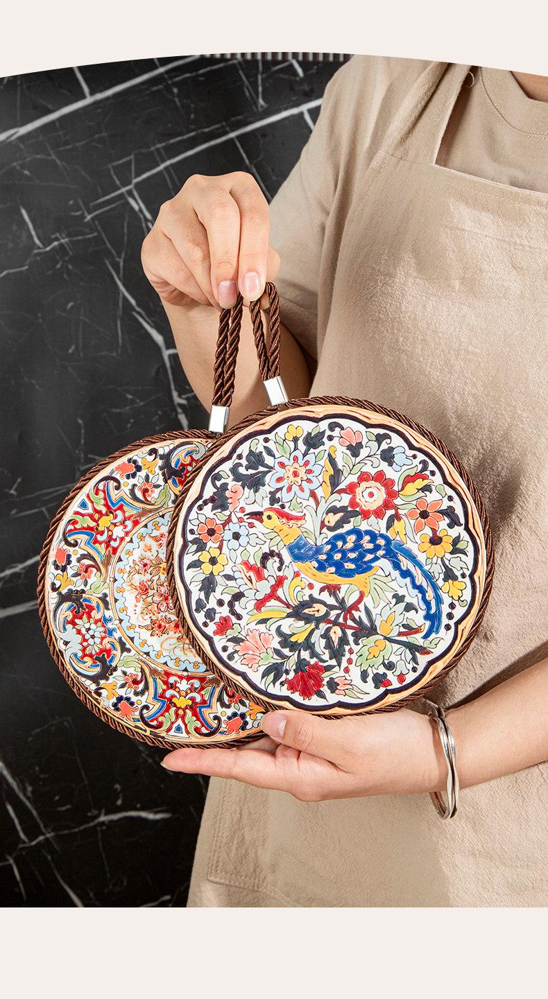 Retro Heat Resistant Mat for Cast Iron Enamel Dutch Oven Ceramic Tableware Non-Slip Kitchen Heat Insulation Pad for Dining Table Plate Heat Protection