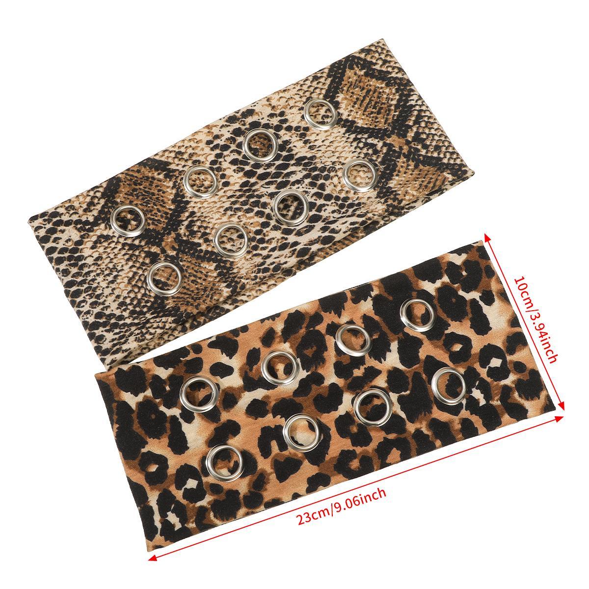 AWAYTR 2Pcs/Set Metal Eyelets Hollow Out Headband for Women Girls Harajuku Y2K Fashion Elastic Wide Hairbands Headwear Hair Accessories