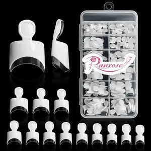 French Nail Tips 120PCS Short Square Half Cover Nail Tips Press On Nails 12 Sizes French Fake Nails Acrylic White Nails with Box