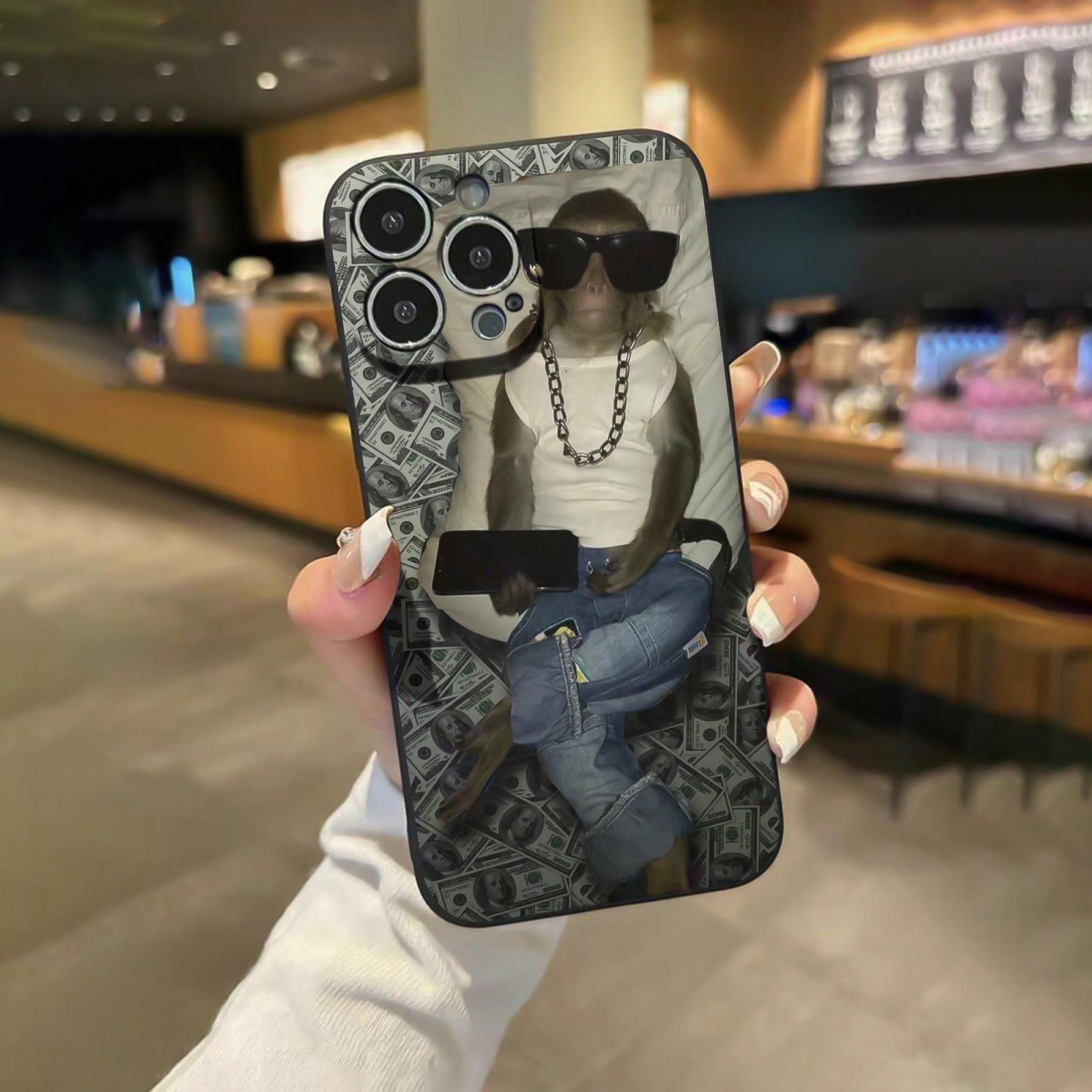 Monkey Pattern Phone Case, Anti-drop Soft Phone Case, Decorative Phone Protector Cover Compatible with IPhone 17 / 11 12 13 14 15 16 Pro Max Case plaid pattern iphone 15 ring  stand plus pro case Full-Camera Protection black phone tempered  film tempered