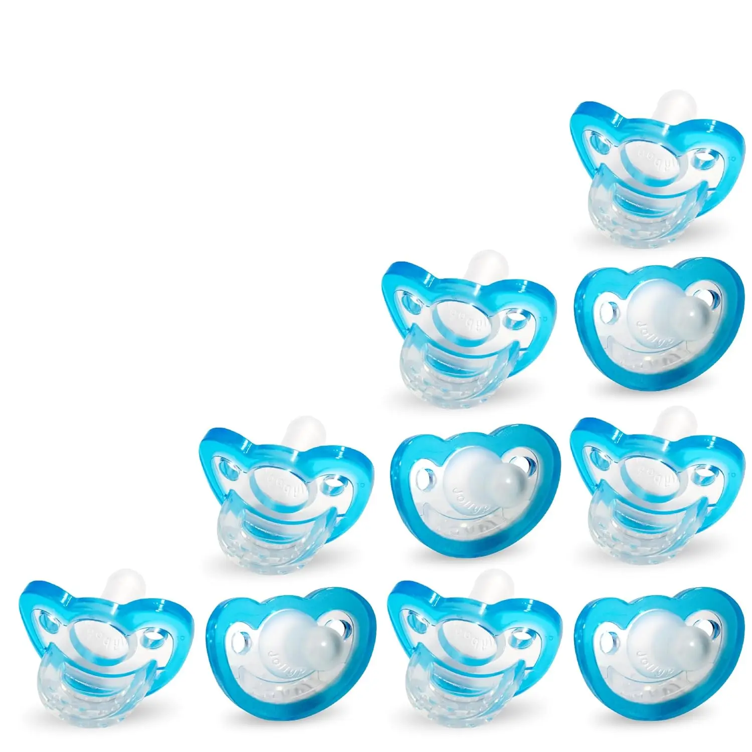 Jollypop Pacifier  Babies 3 Months and Up, USA Made, Natural Shaped Orthodontic Binky, Lovingly Shared in NICUs & Hospitals Worldwide, Medical-Grade 100% BPA-Free - 4 Pack - Blue New model