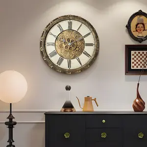 TIMESS Vintage Industrial Gear Silent Wall Clock - 15'' & 18'' - Universal For Living Room, Bedroom, Garden Parking Lot Decoration Metal Hanging summerwins