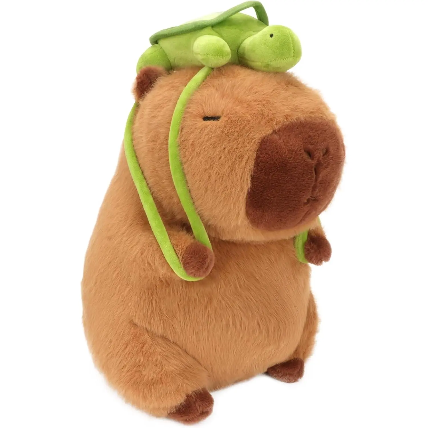 Unisex Capybara Baby Plush Toy - 9 in Cute Stuffed Animal with Turtle Backpack, Kawaii Kids' Toy