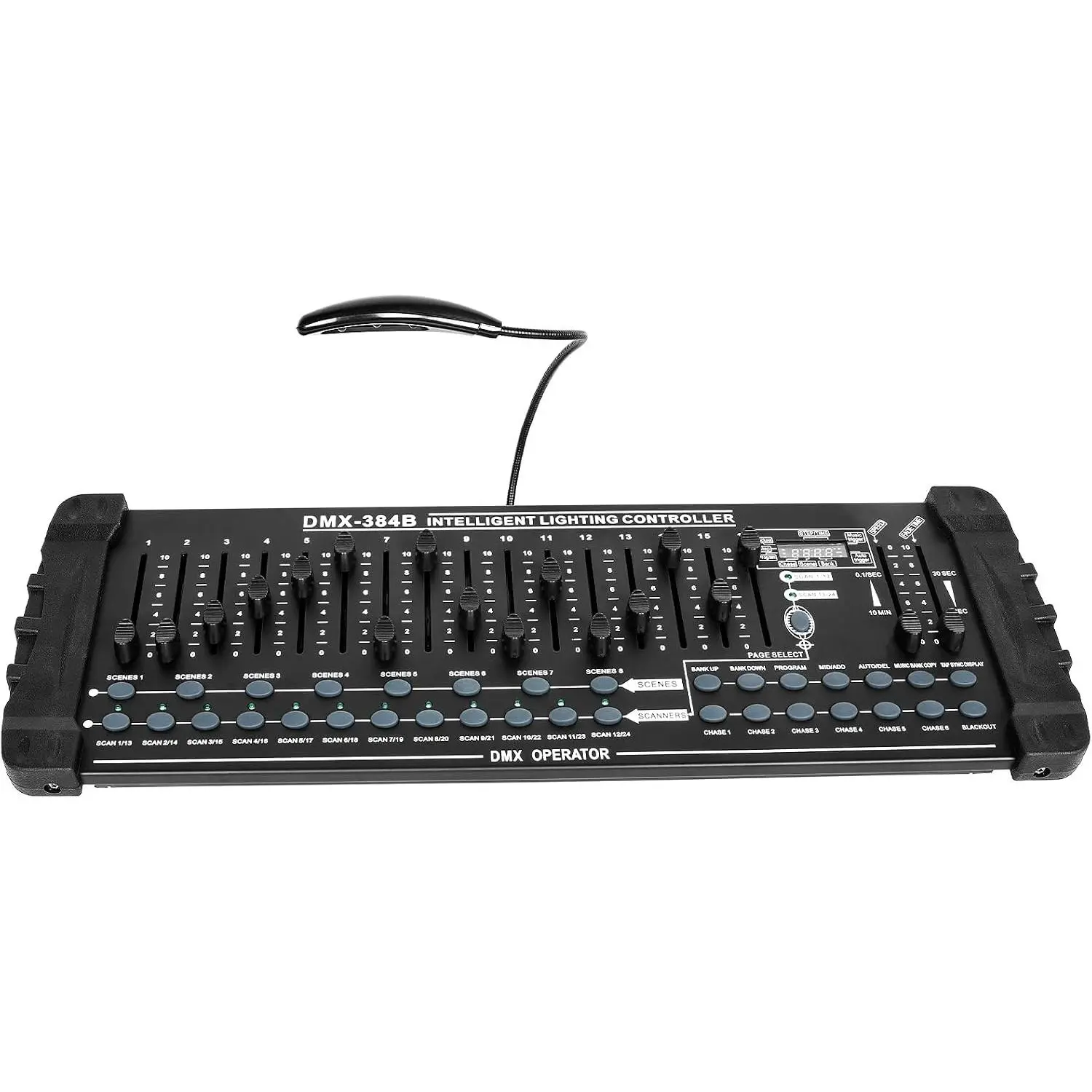 DMX512 DJ Controller 384CH DMX Cotroller Use for Program Editing of Bar Club Live Lights Show Support 30 Banks 8 Scenes 24 Fixtures Stage Lighting Console