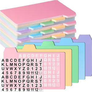 50 Pack 3 x 5 Inch Index Card Dividers with 2 Number Alphabet Stickers with Tab, Dry Erase Index Card Guide Set, Photo Recipe Divider for Office Business Back to School Supplies, Candy Color