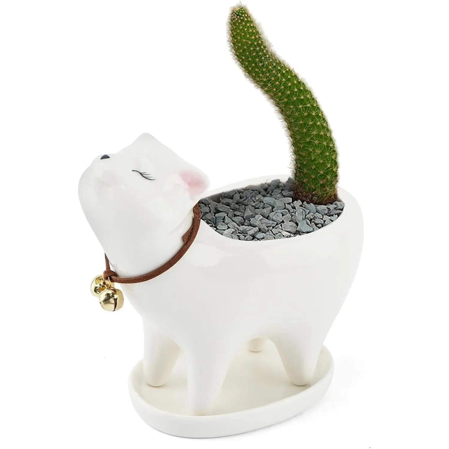 Planter,Funny Ceramics Cats Vase, Tailless  Little Planter Pot, Planters for Outdoor ,Kitty Succulent Flower Pot Office Desk Room  Decor(Standing )