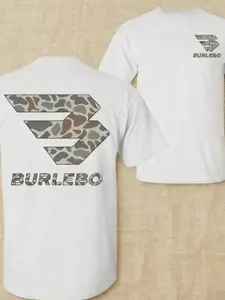 Burlebo Camouflage Logo Outdoor Casual Print T-Shirt, Long Slim-Fitting Tee for All Seasons, Perfect for Leisure and Outdoors