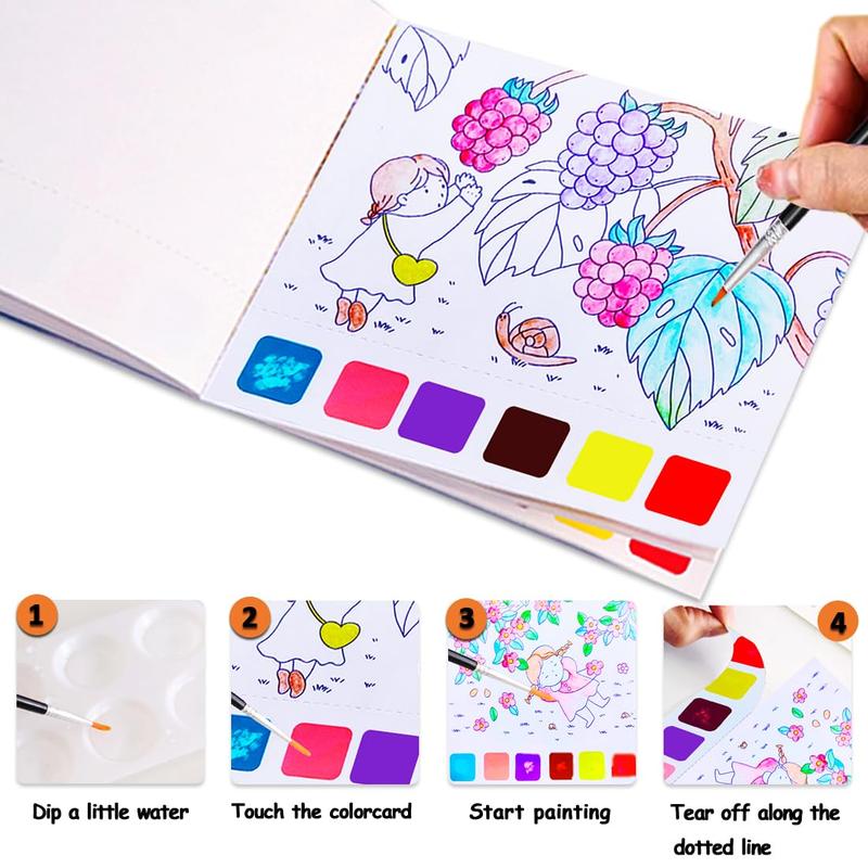Watercolor Painting Book, Coloring Book, 1 Count Early Education Art Book, Arts And Crafts For Boys & Girls Gifts