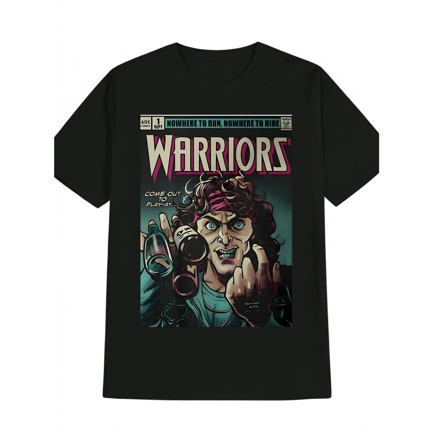Men's Casual Shortsleeve Tshirt - Vintage Warriors Graphic, Baseball Furies Comic Character Print, Blasted Comic Book Design, Slight Stretch Fabric, Regular Fit, Athletic Streetwear, Korean Preppy Chic Party Wear (Non-RFID)