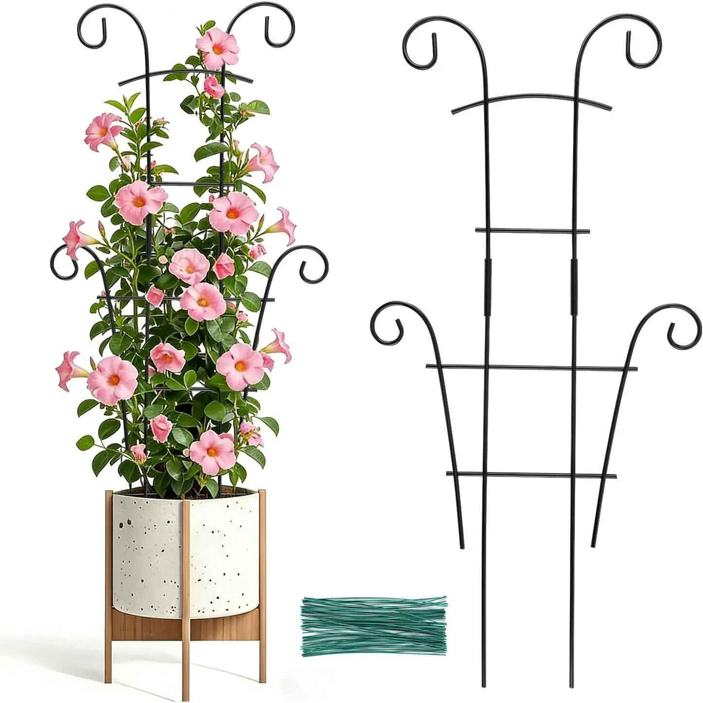 24 Inch  Trellis for Potted  Outdoor,Larger 2P Metal Garden Trellis for Climbing  Indoor Outdoor,Fan Shape Houseplant Monstera Trellis for Hoya Pothos Vine