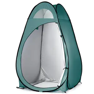 Military green changing tent, made of steel wire and silver-coated fabric, 120*120*190cm, portable.