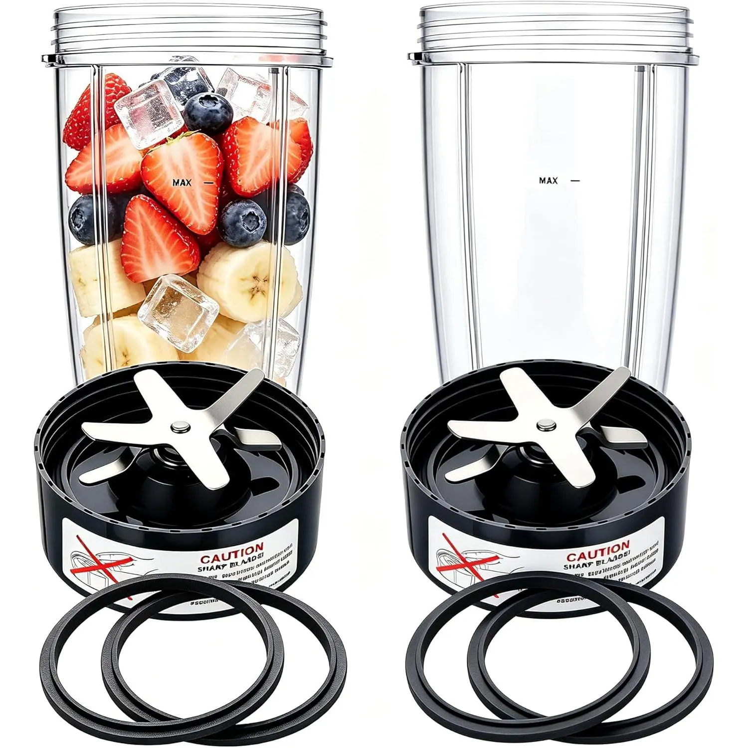 Upgrade Blender Cups and  Fit for  600w/900w,   24oz Cups and Extractor  with 4 Rubber Gaskets, Blender Accessories (8 Pcs)