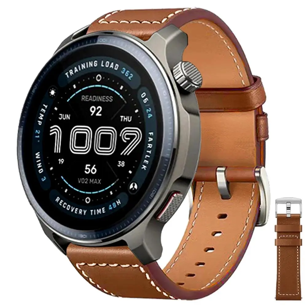 20mm 22mm Leather Watch Band For Huami Amazfit BALANCE 2 Sports Strap Amazfit Bip Max 6 5 UNITY/Active 3 2/GTR 4 3 Pro 2e/GTS 4 2 mini/Cheetah 2 Ultra 48mm Replacement Wristband Accessories
