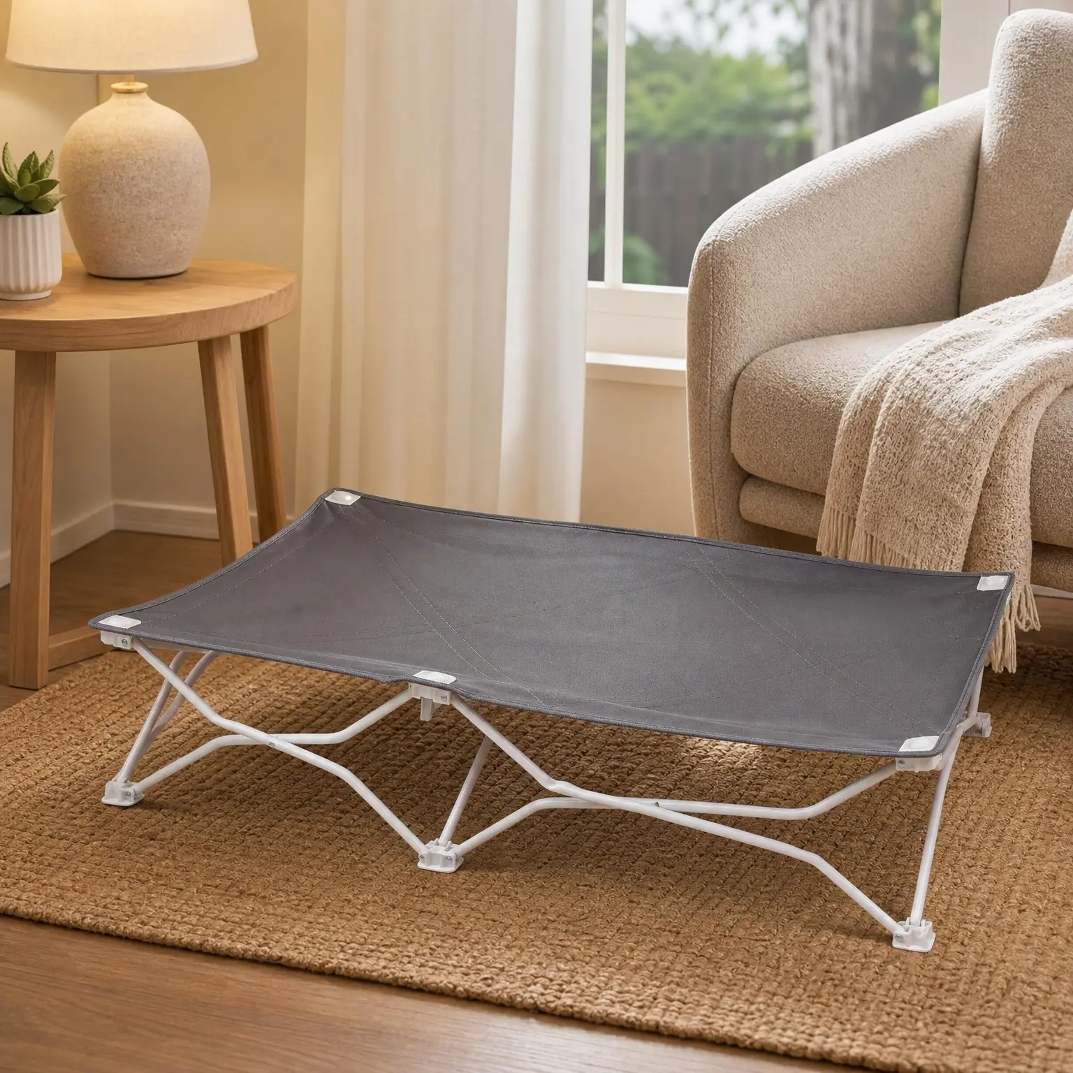 Portable Foldable Toddler Travel Bed & Camping Cot, Lightweight Kids Sleeping Cot for Indoor/Outdoor Use, 46.5" x 24" x 9.5", GrayGift