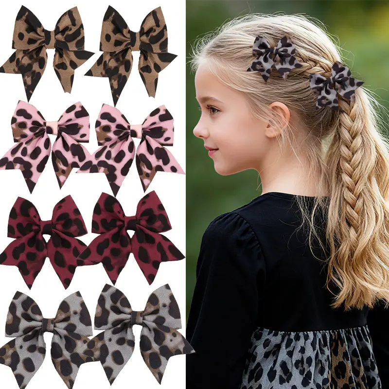 Hair Clips for Females, 2 Pack Elegant Bow Shape with Animal Prints, Lightweight Fabric Clip with Secure Hold for Daily Wear