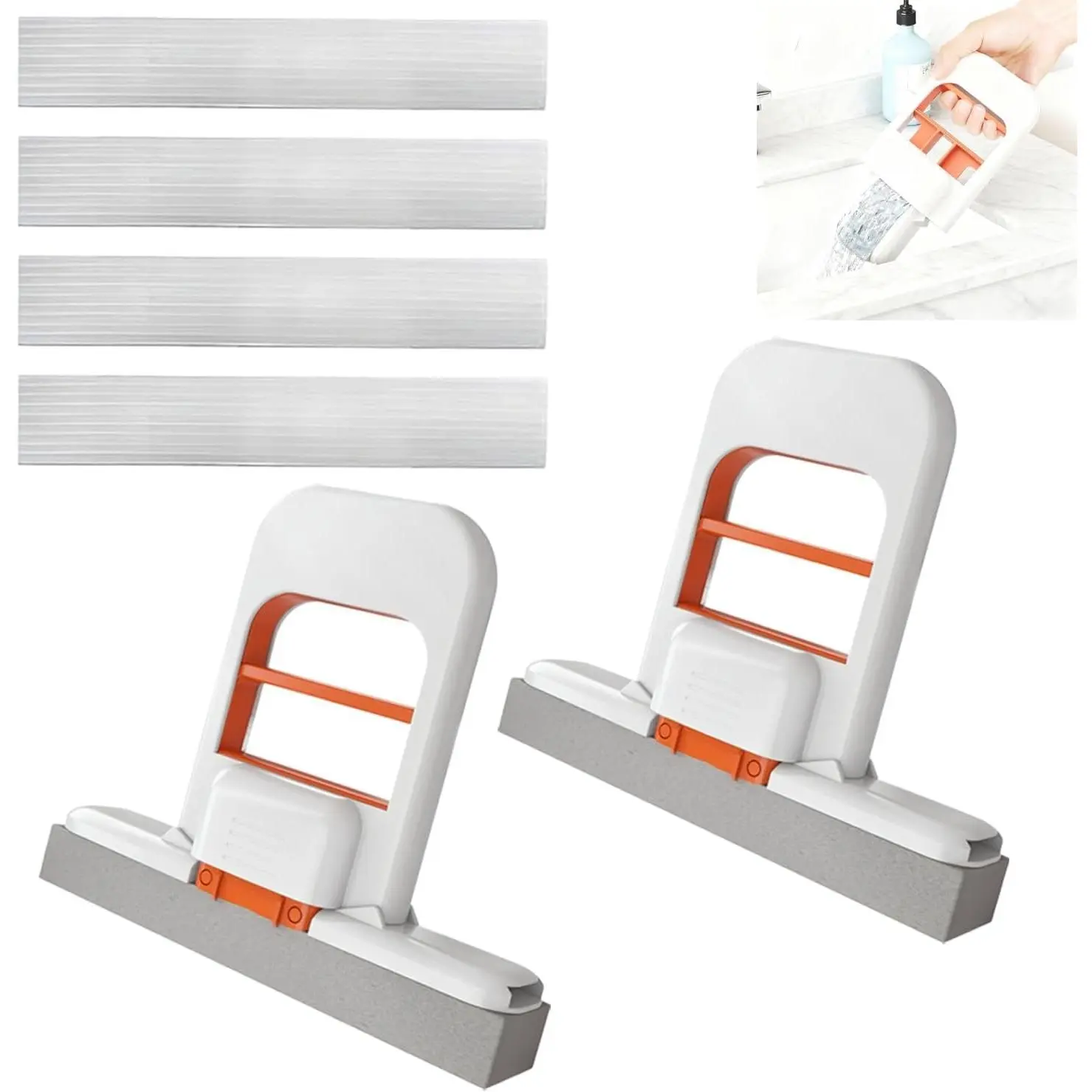 Portable Mini Folding Mop: Dual Dry/Wet Use, Multi-Sided Deep Cleaning, Interchangeable Cotton Heads for Kitchen, Bathroom & Car (2-Pack)