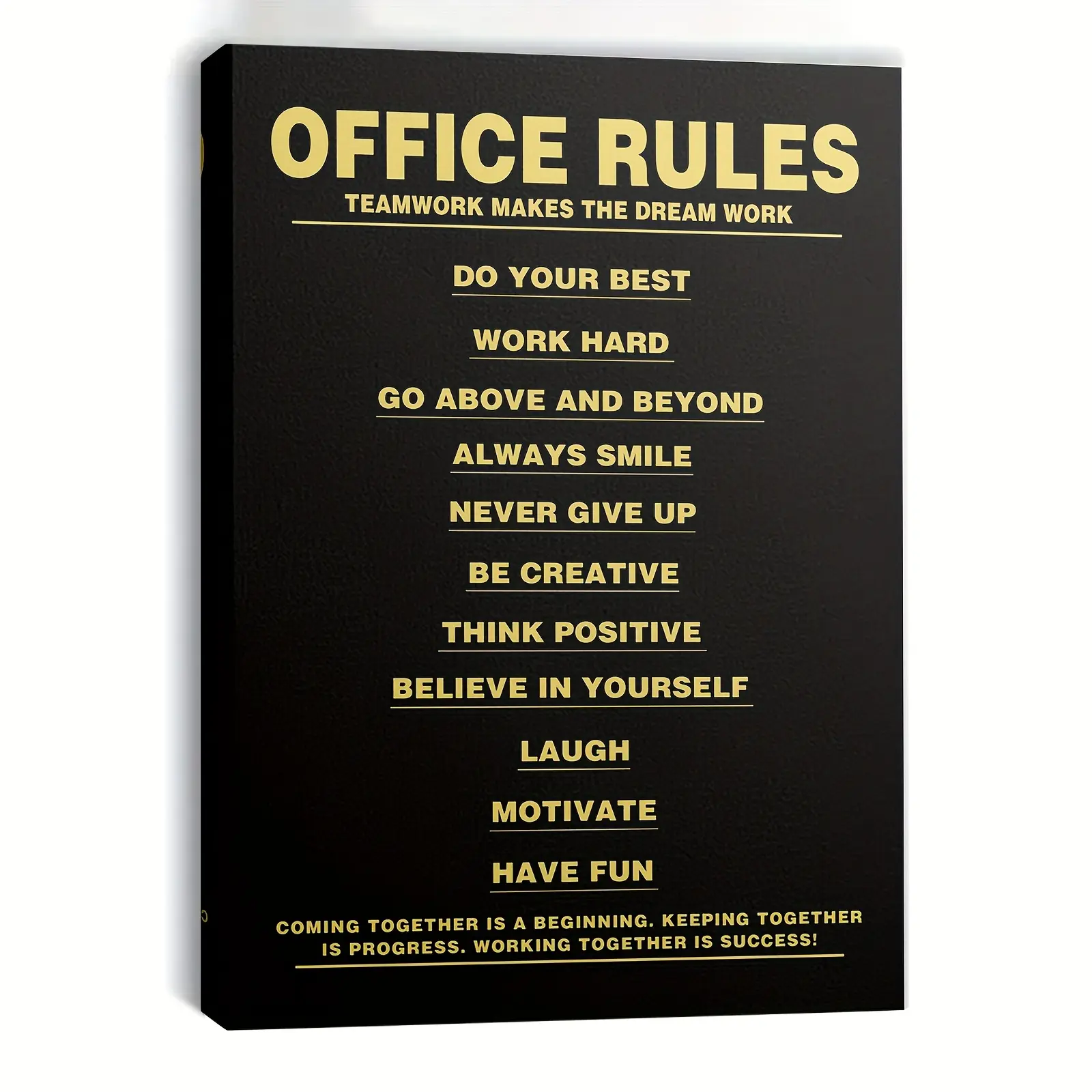 2D Flat, 1pc, Office Rules Teamwork Motivational Poster Theme Canvas Wall Art, Perfect for Office, Home Office, Dorm Room, Bedroom and Living Room Wall Decor.