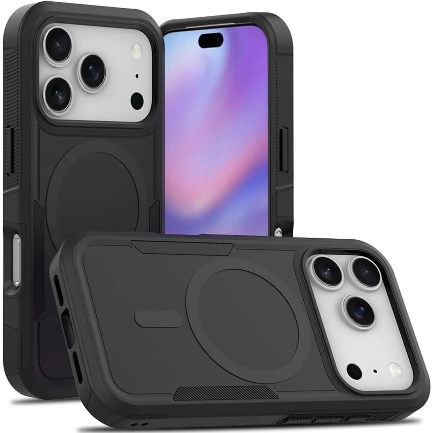Designed for iPhone 17 Pro Case 2 in 1 Military Grade Drop Heavy Duty Rugged Shockproof Protective Cover Case for iPhone 17 Pro Phone Case (Black)