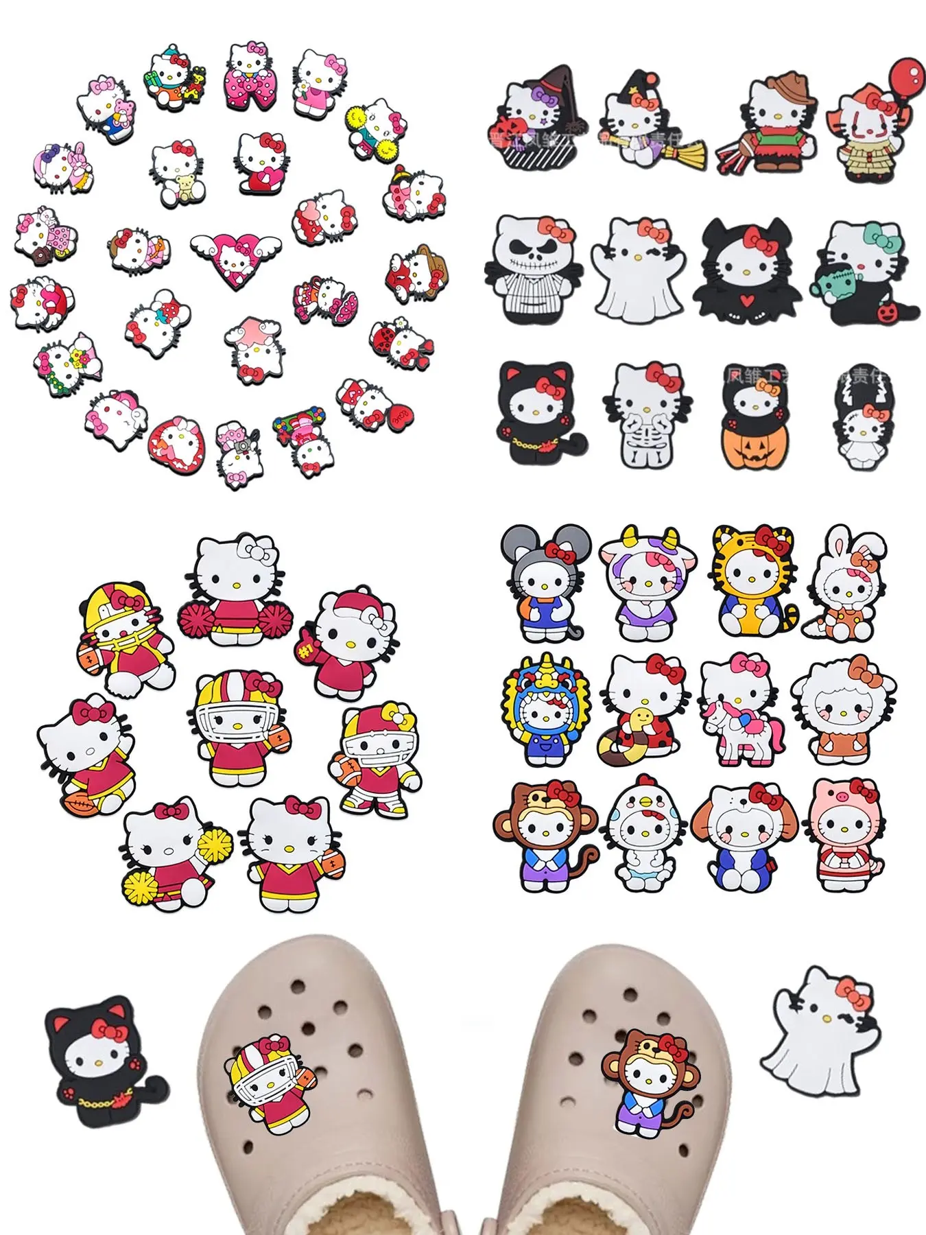 Cat Silicone Shoe Accessories Set, Halloween Christmas New Year Decor, Cartoon Kitty Design, All Seasons Casual Style, 8/12/25/50/100 Pieces
