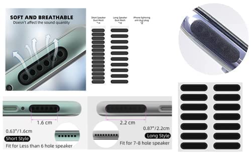 48PCS Universal Phone Speaker Dust Protector Cover Mesh Stickers Compatible with iPhone 17 16 15 Pro Max, iPhone 14, 13, 12, , Included  Tweezer