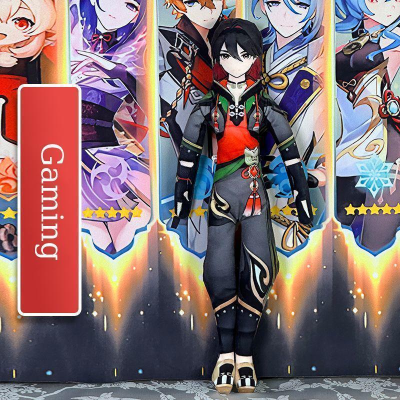 Game Genshin Impact Wanderer Xiao Morax Cosplay Plush Cotton Doll Slender Twistable Shape Room Decoration Abstract Model Gift