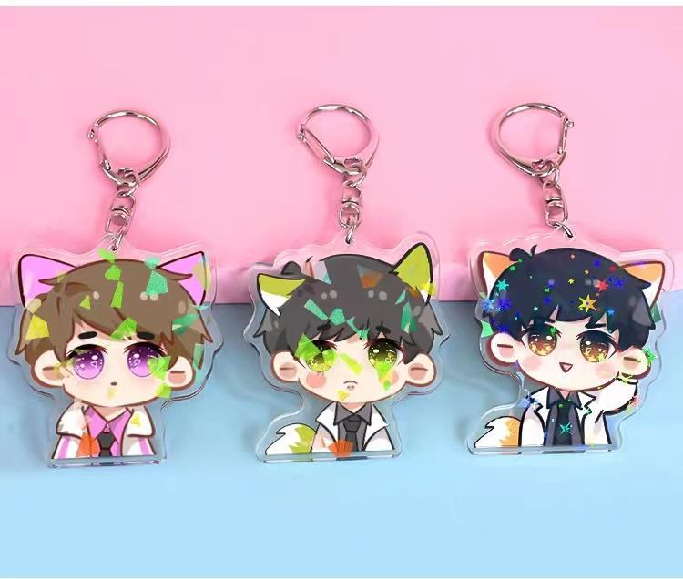 Custom 10 Pieces Hologram Clear Keychain Designer Personalized Cute Arcylic Key Chains Customized Anime Figures Pendant Yourself