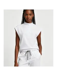 Women Four-Way Stretch Short Sleeve Two-Piece Scrub Set, Elastic Quick Dry Scrub Clothes Breathable Comfort Work Uniform Ladies Nurse Outfit for Clinic Staff and Operating Room