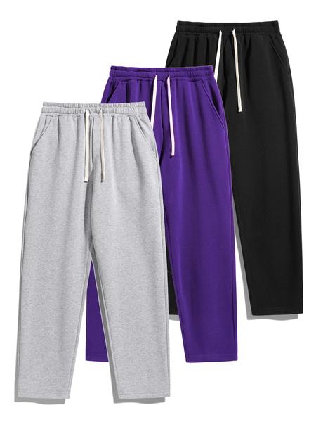 Men's Thermal Lined Pants with Drawstring Waist, Relaxed Fit Sweatpants for Fall & Winter, Men's Bottoms Men's Thermal Lined Pants with Drawstring Waist, Relaxed Fit Sweatpants for Fall & Winter, Men's Bottoms