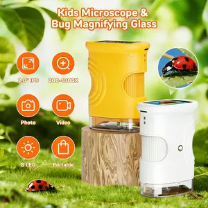 Kids Portable Mini Microscope, Handheld Digital Microscope, with 2.0'' HD Screen – 1000X Magnification, 8 Adjustable LED Lights, Taking Photos and Videos, Educational Microscope for Kids, Educational Science Toy for Boys & Girls, Ideal Birthday Gift