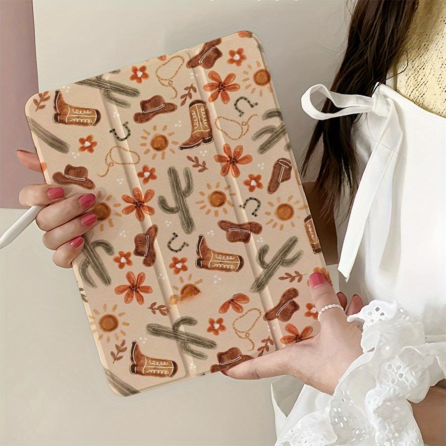 Horseshoe and cactus pattern, adjustable stand and pen slot, foldable non-slip TPU protective case,iPad mini, iPad Air, iPad Pro/iPad 10th generation, 11th generation and other iPad models.