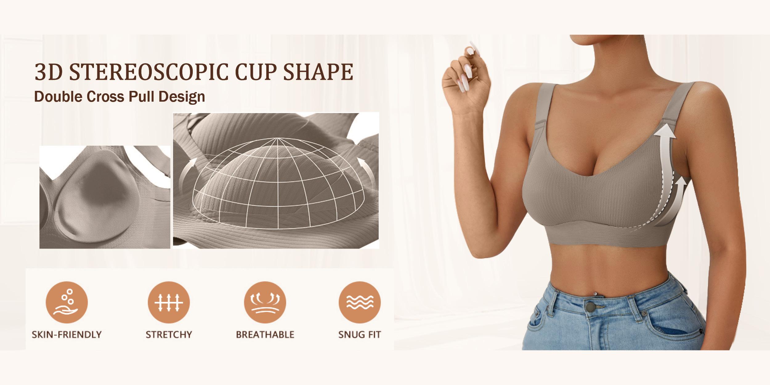 J EssElegance FZ 4PCS Comfortable Breathable Push Up Bra Women's Solid Wireless Soft Lightweight Lingerie Everyday Tshirt Bra for All Seasons S-XXL correction brassieres confaja ancha