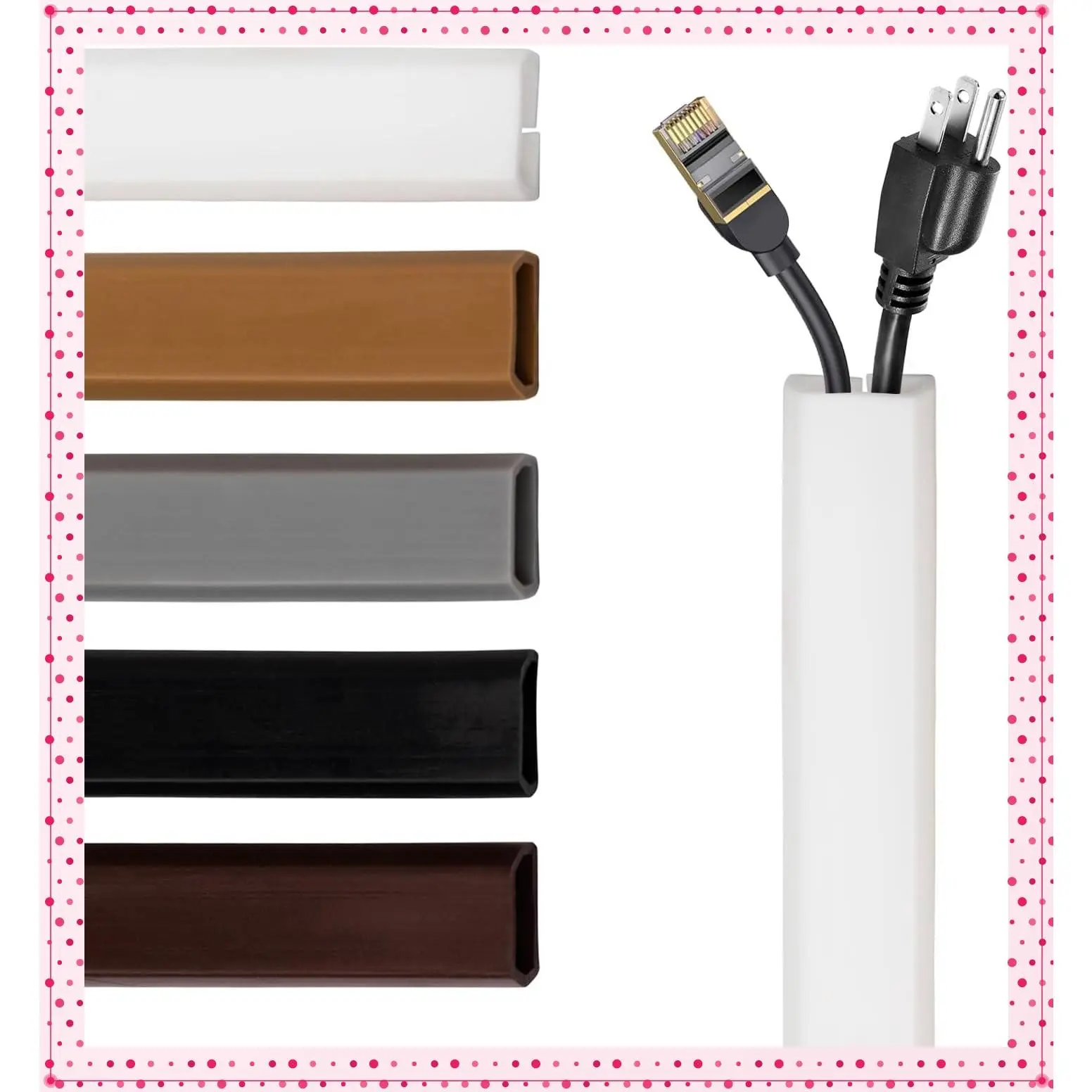 Flexible Silicone Cable Raceway Wall Cord Hider – Slim Self-Adhesive Cord Cover, Cut to Size for Hiding Wires on Wall, Clean Home Setup (White, 6 Feet)Gift