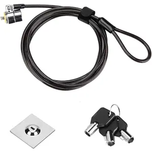 none|Laptop Cable Lock 6.7Ft Security Cable with Adhesive Anchors Compatible for Tablets Laptops iMac & Other Devices 3 Keys Keyed Different