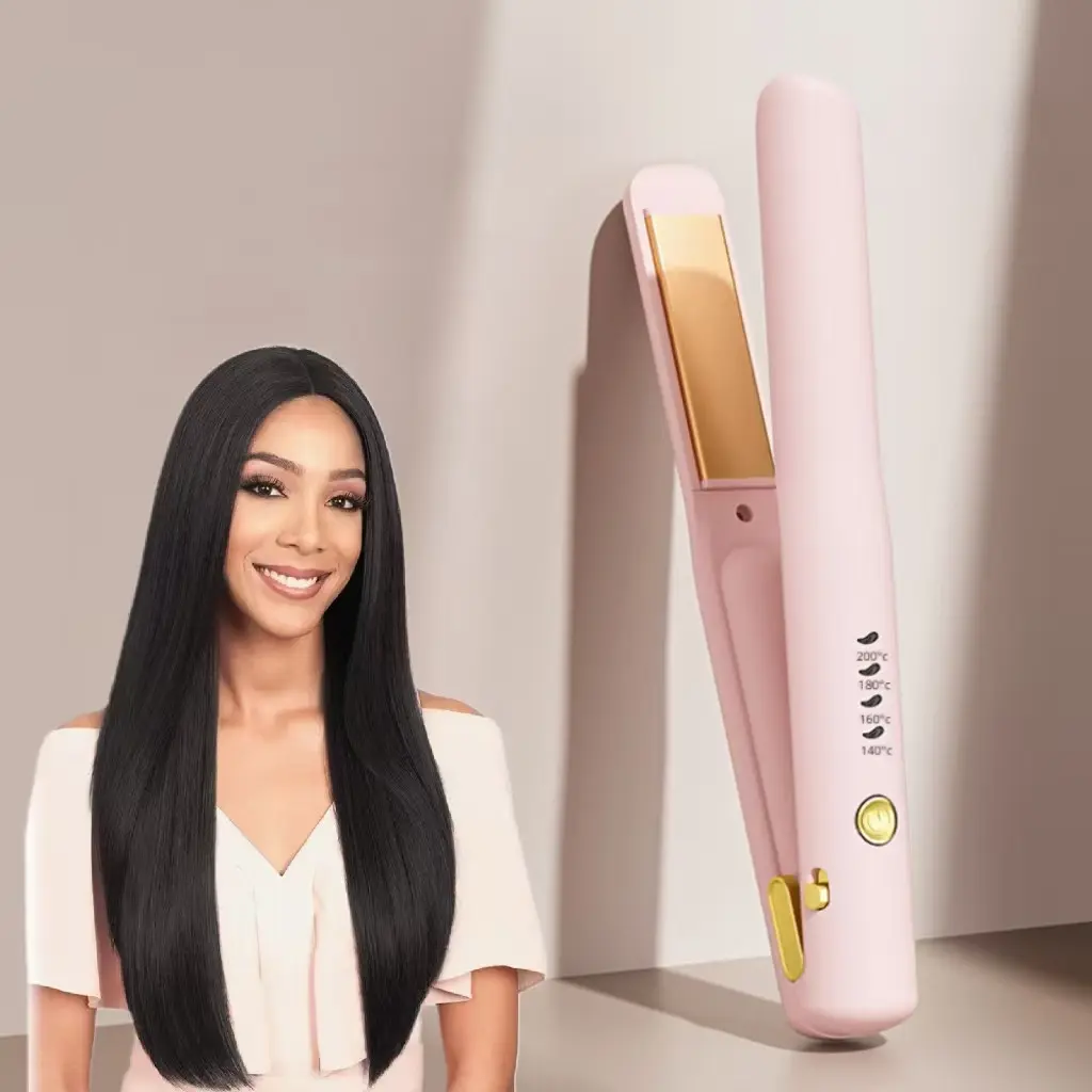 Mini Wireless Hair Straightener, Portable Lightweight Design, Temperature Control, Quick Heating, Ideal for Home and Travel, Perfect Gift for Women