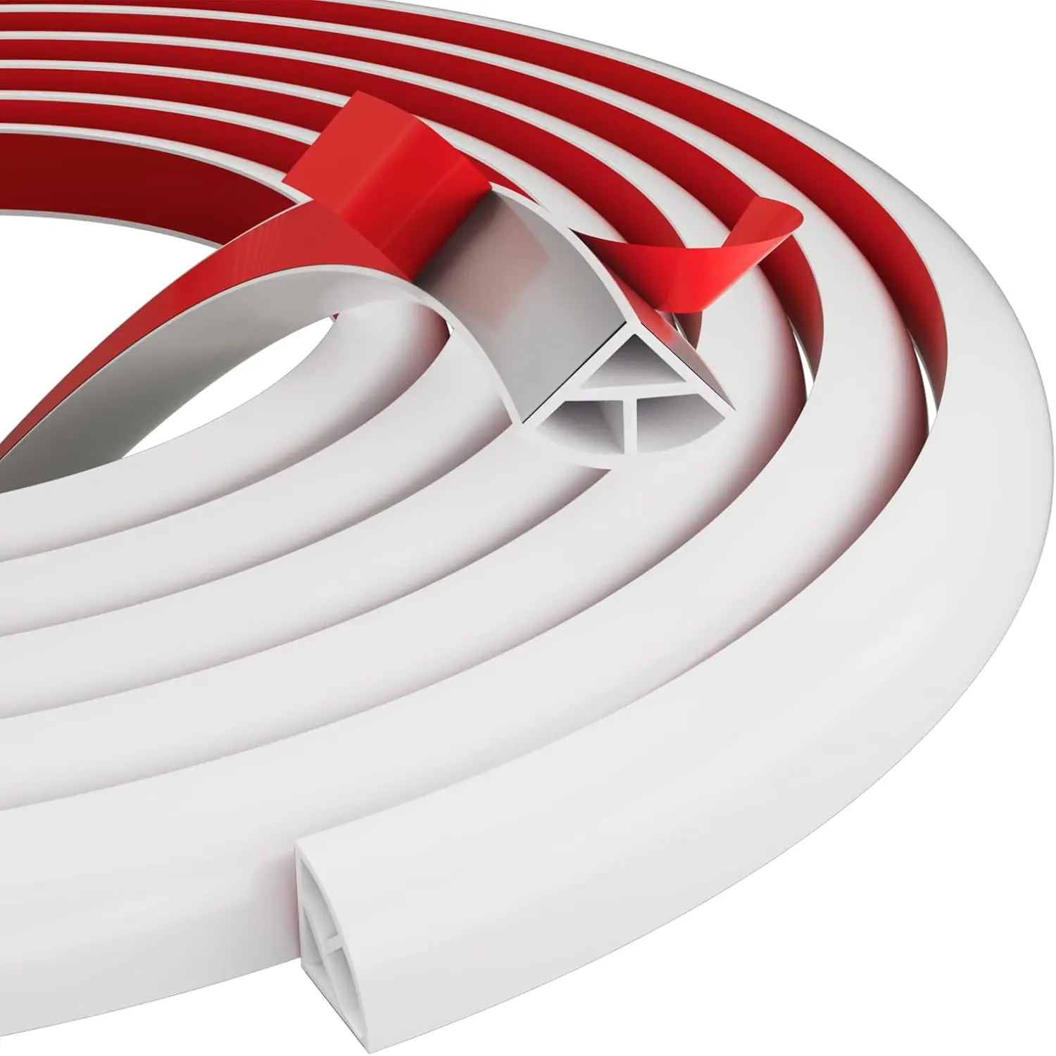 Flexible Quarter Round Molding Trim, Peel and Stick  Rubber  Trim for Floor, Tub, Cabinet, Shoe Molding Around Curved Stairs, Columns & Wall Edges - 118" L x 0.6" W x 0.6" H