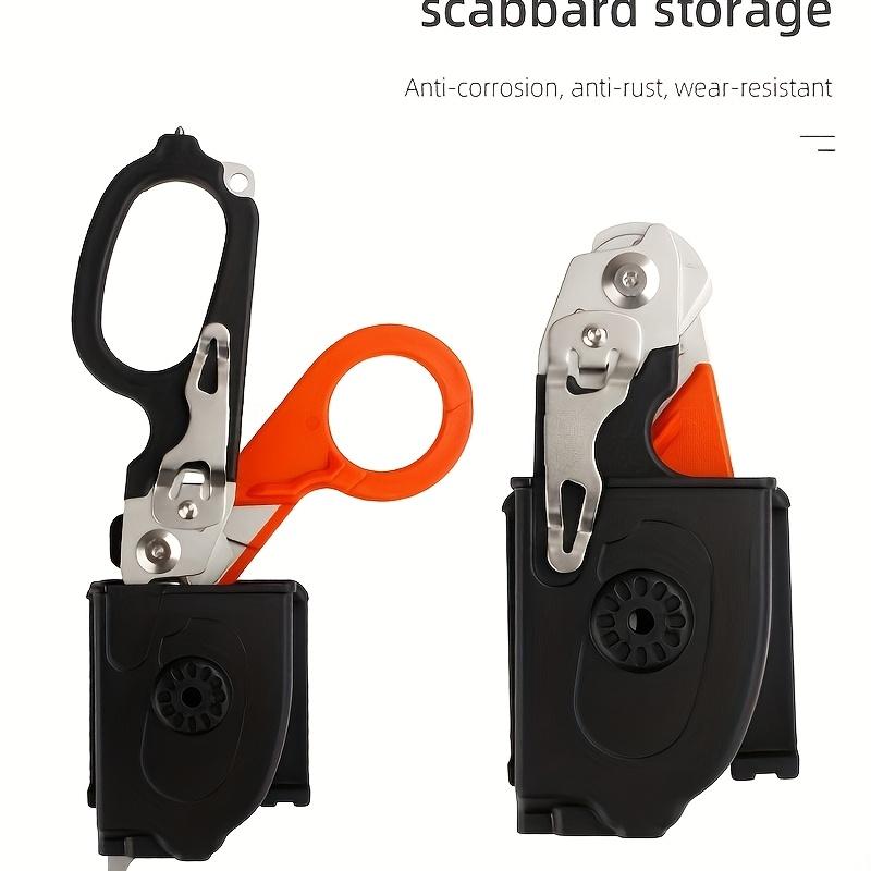 6-in-1 Multi-Function Trauma Shears with Holster - Stainless Steel Foldable Emergency Response Scissors, Outdoor Camping Rescue Tools, Includes Sheath, Camping Accessories, Camping Essentials, Sleek Metallic Finish, Durable Construction