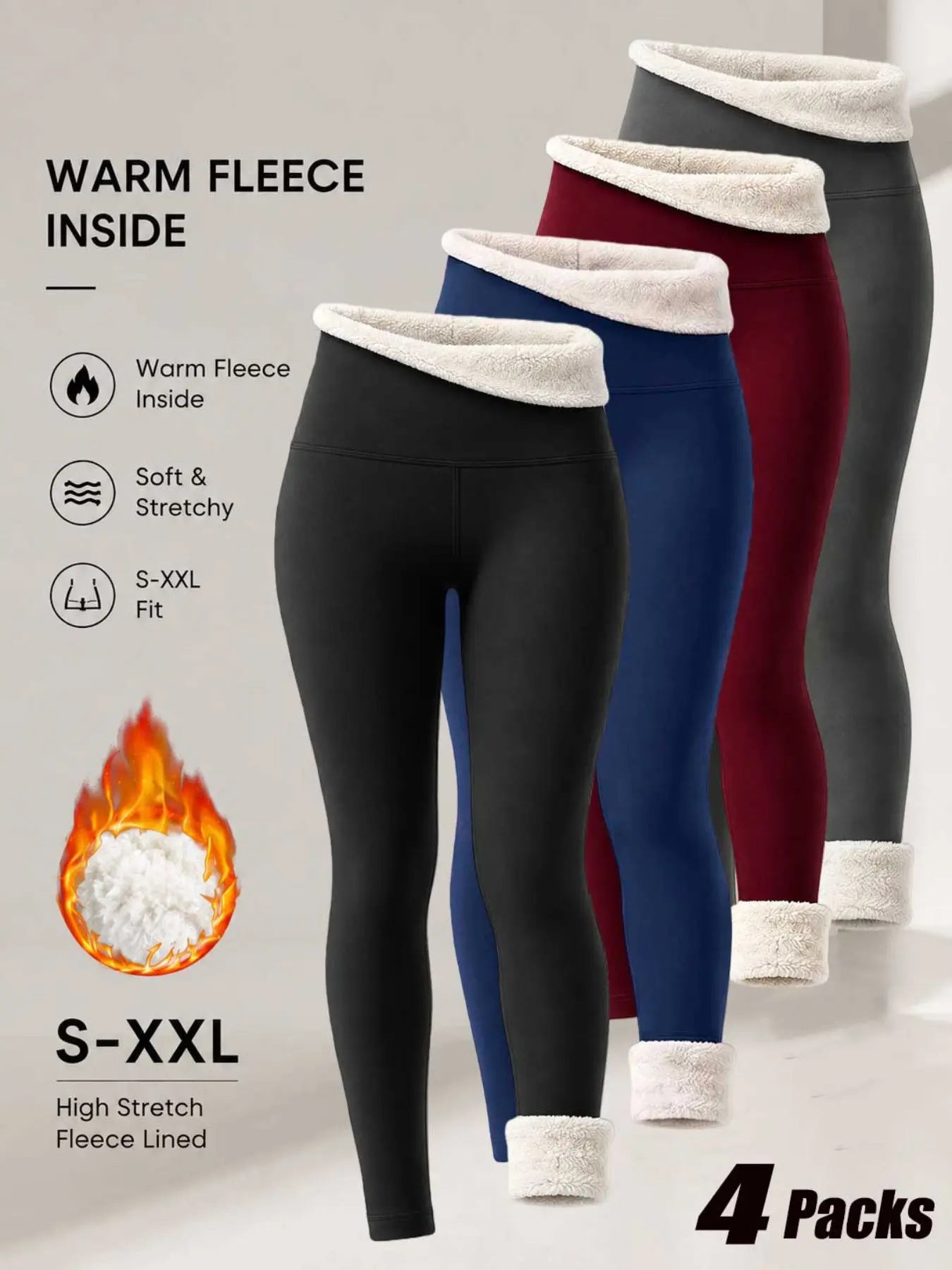 Women’s Thermal Fleece Leggings High Waisted Warm Stretch Skinny Pants for Autumn Winter